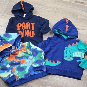 Boys 3t Dinosaur Hoodie Set Bundle Lot - Blue, Navy, Multicolor